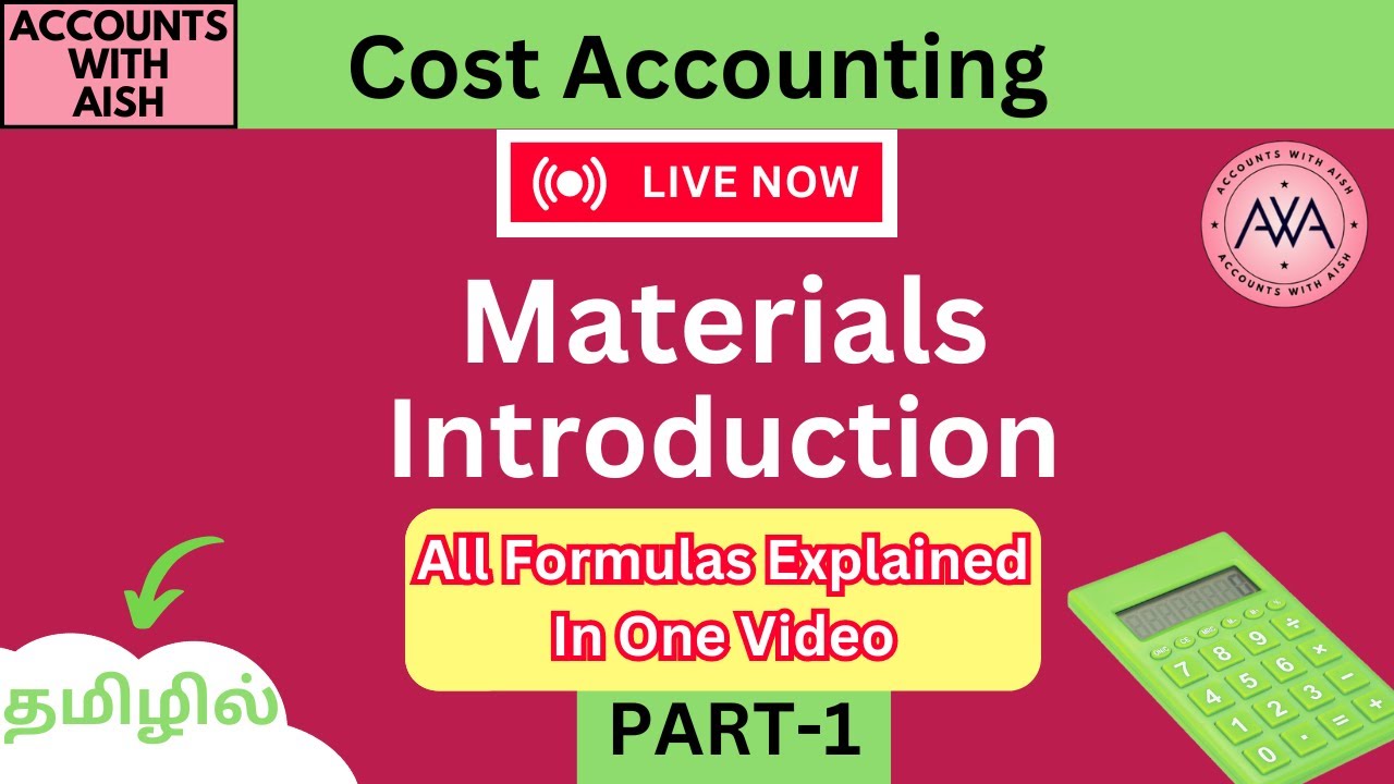 Material Costing in Tamil-Introduction All Formulas in One VideoPART-1