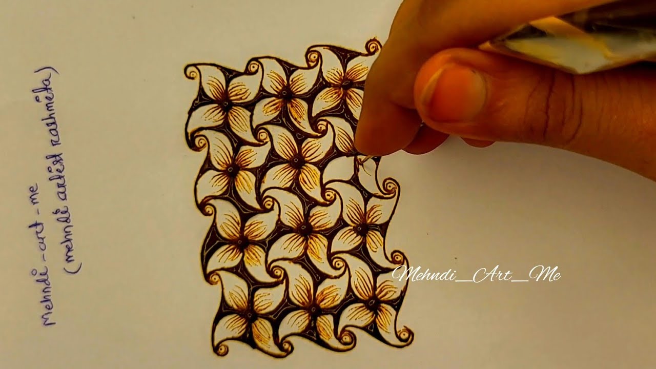 Advance 3d Flower Grid Design | Mehndi Art Me