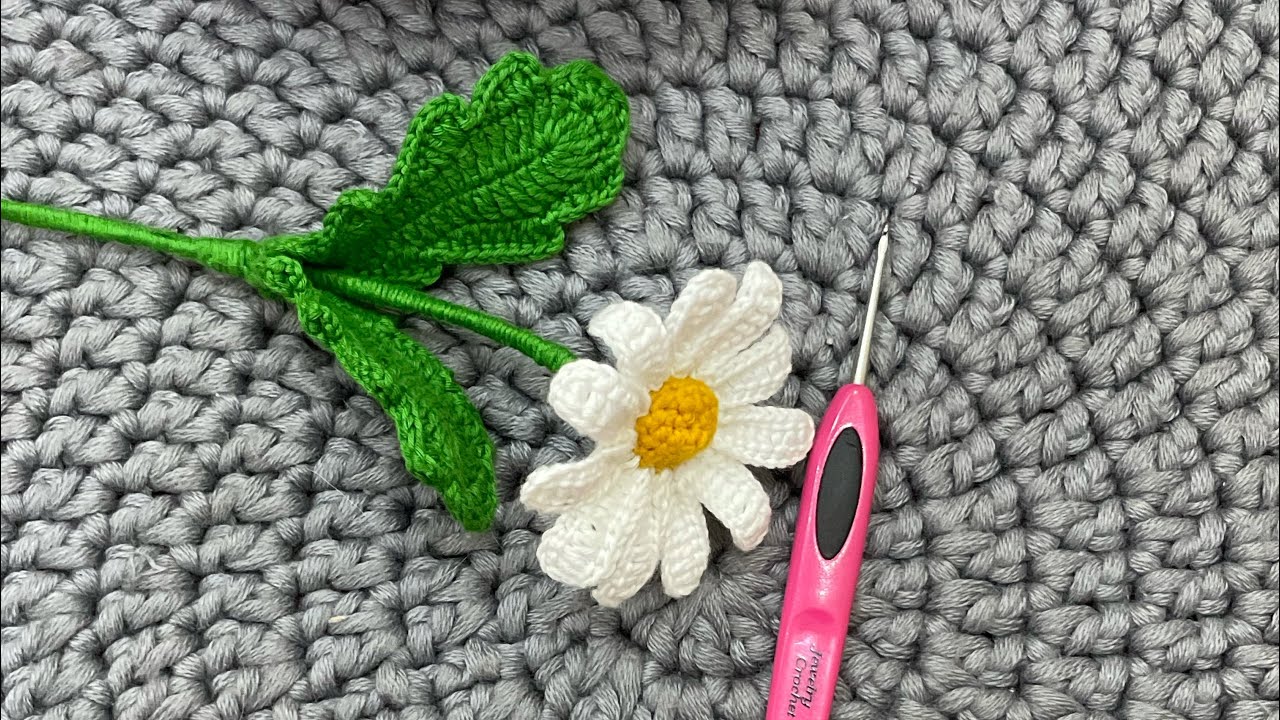 Móc hoa cúc bằng len (2) / How to crochet Daisy flower #flowers #moclencoban #crochettutorial