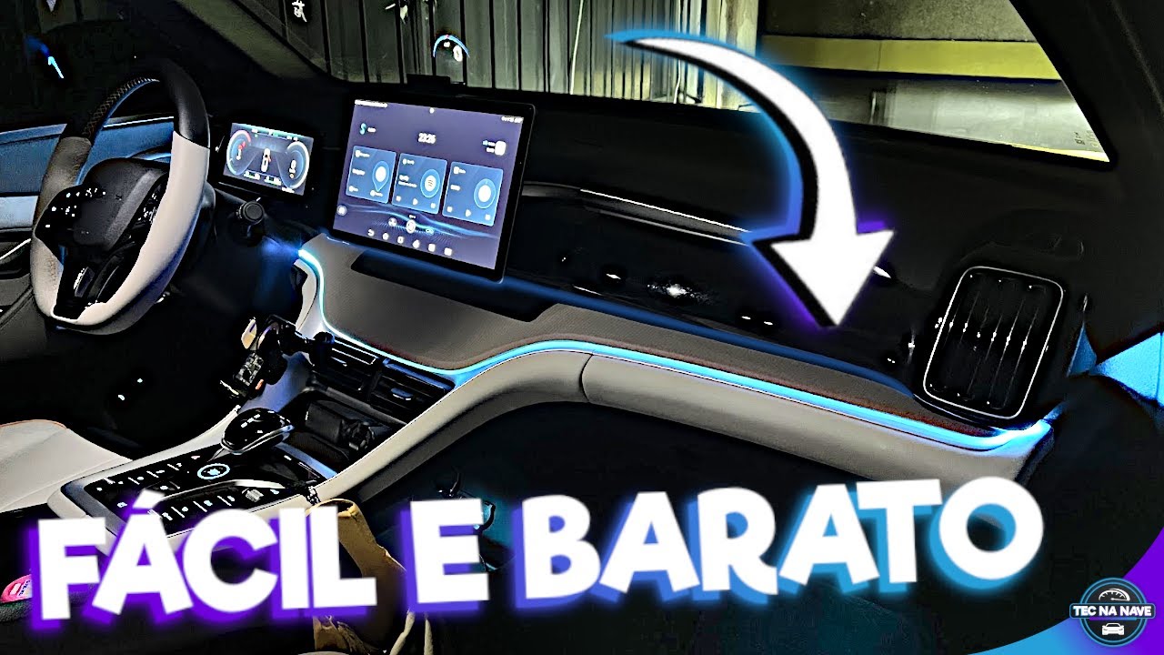 Instalei LUZ AMBIENTE no Painel do BYD SONG PRO (serve em qualquer carro) Como fazer Barato e Fácil