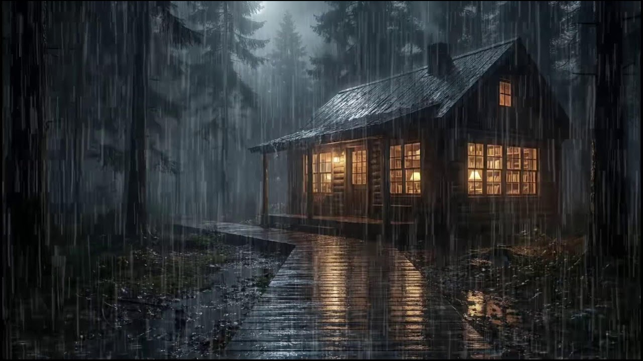 Rainy Forest Cabin at Night 🌧 | Soft Rain Ambience to Ease Insomnia and Drift Into Deep Rain Sleep