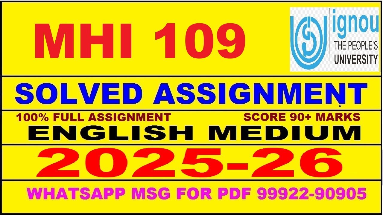 MHI 109 solved assignment 2025-26 in English || mhi 109 solved assignment 2026 || mhi109 2025-26