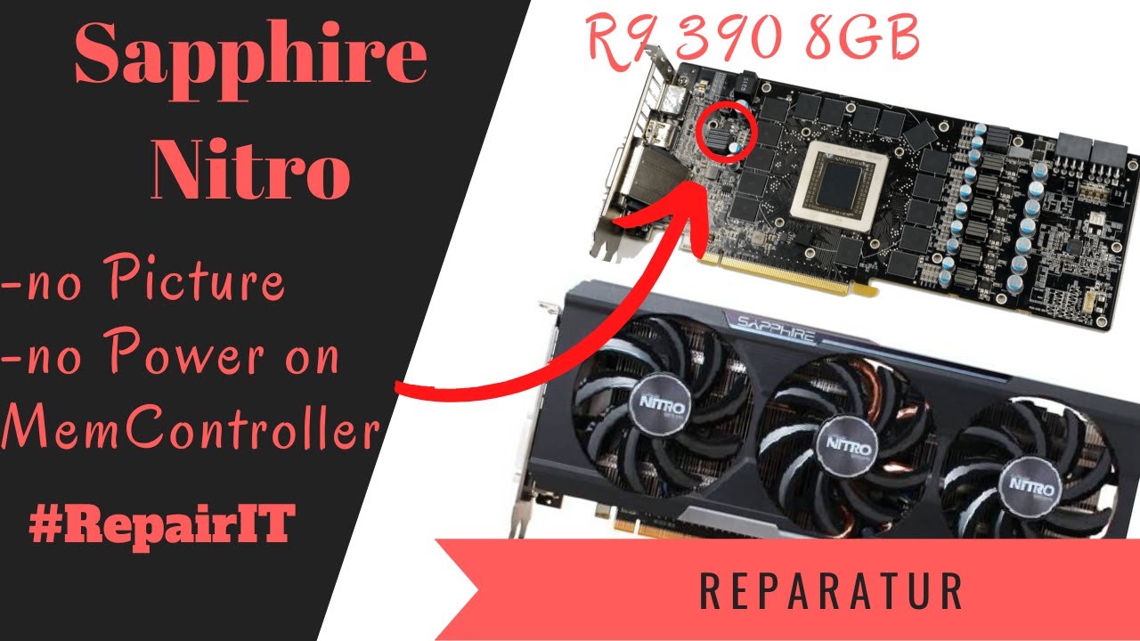 #Repair #AMD Sapphire  R9 390 -no Power on MemController #FixIT