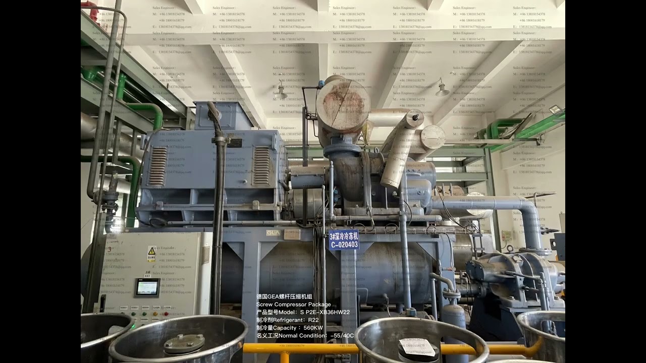 German GEA Grasso screw compressor refrigeratorModel: SP2E-XB36HW22Refrigeration capacity: 560KW