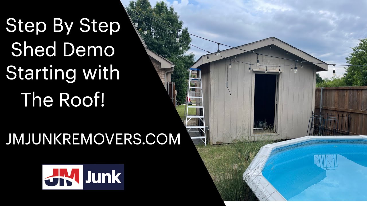 Shed Demo Starting with the Roof / Junk Removal Shed Demolition Dallas/ JM Junk Removers.com