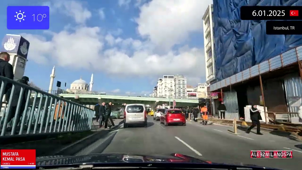 Driving through Istanbul (Türkiye) from Sultanahmet Camii to Taşkasap 6.01.2025 Timelapse x4