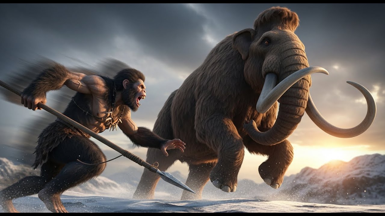 Don't Underestimate the Odds: Life Millions of Years Ago Ancient ape-man battles a mammoth!