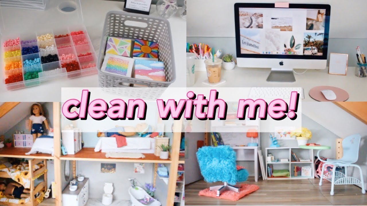 CLEAN WITH ME VLOG! | american girl dollhouse cleaning & organization!