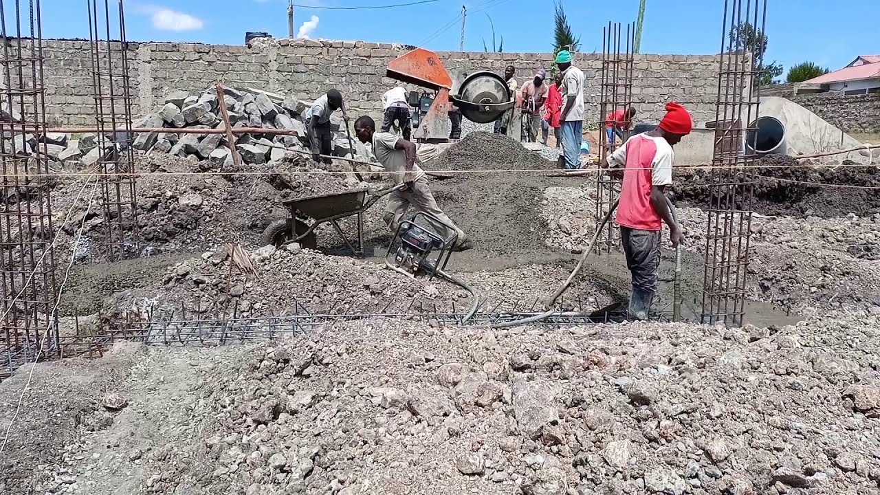 Bases and Strip casting after foundation excavation _ house construction