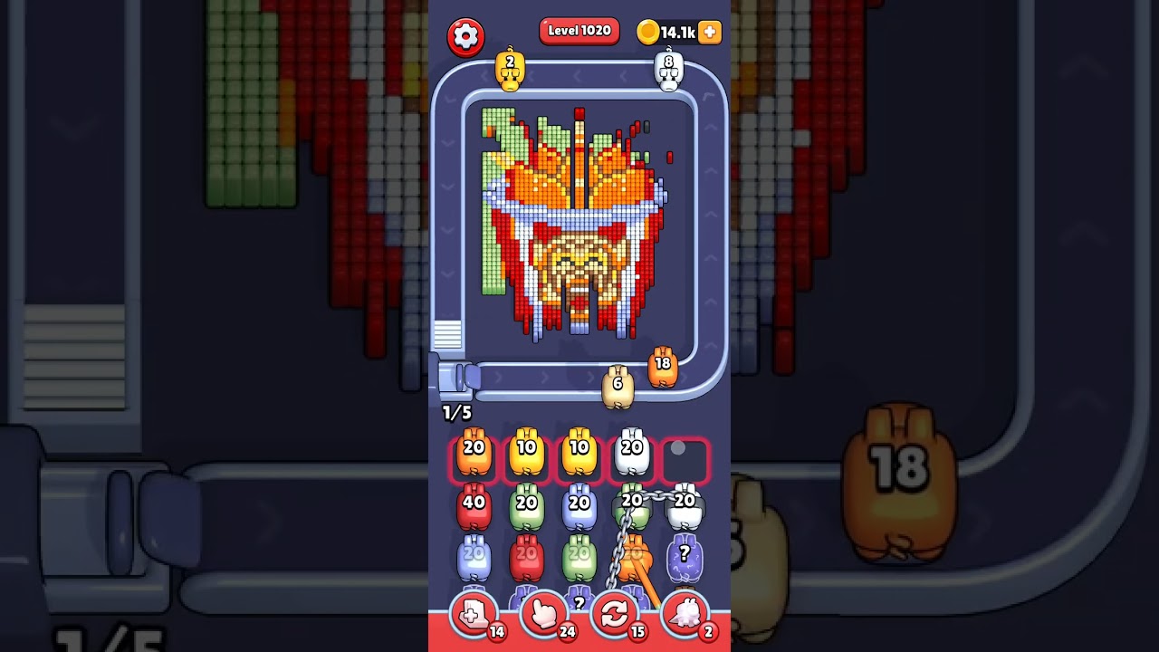 Pixel Flow Level 1020 Solution No Commentary 