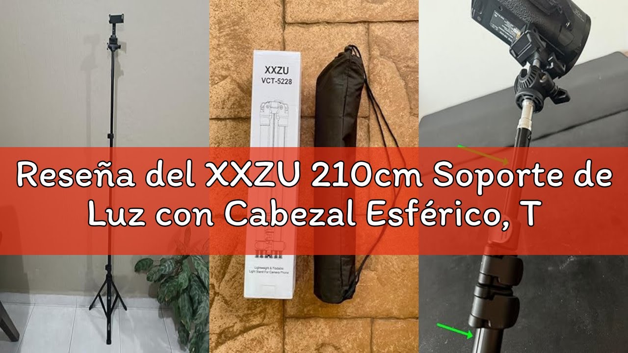 Reseña del XXZU 210cm Soporte de Luz con Cabezal Esférico, Tripode para Fotografía Portátil Reversib