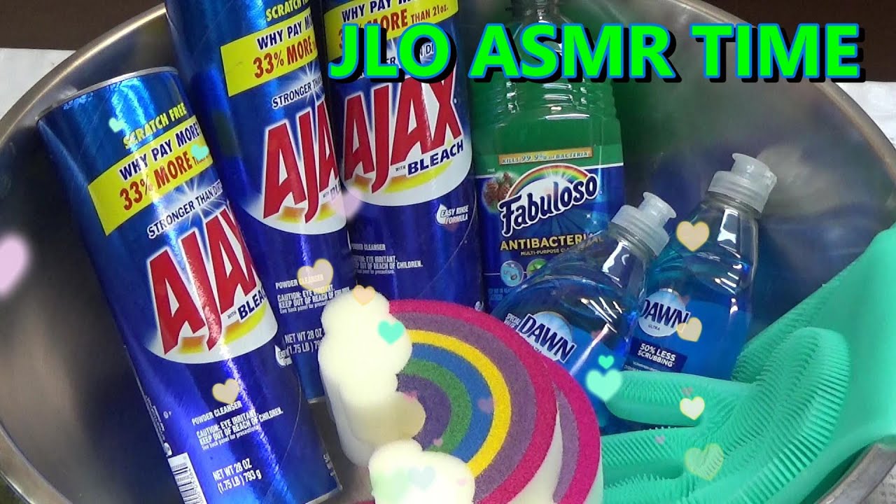 ASMR AJAX FABULOSO DAWN DISH SOAP SQUEEZING SPONGE AND SCRUUBBER GLOVES ODDLY SATISFYING