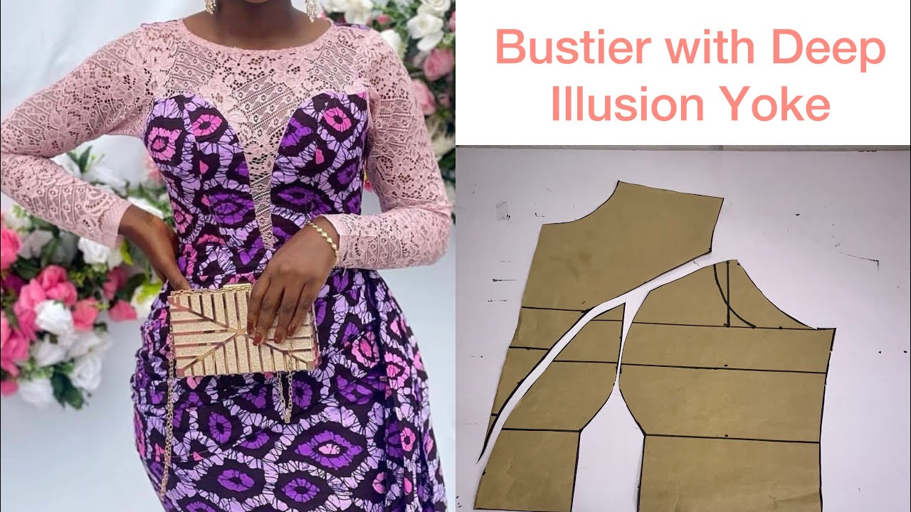 How To Draft This Trendy Bustier With Deep Illusion Yoke/ Easiest Method For Beginners.