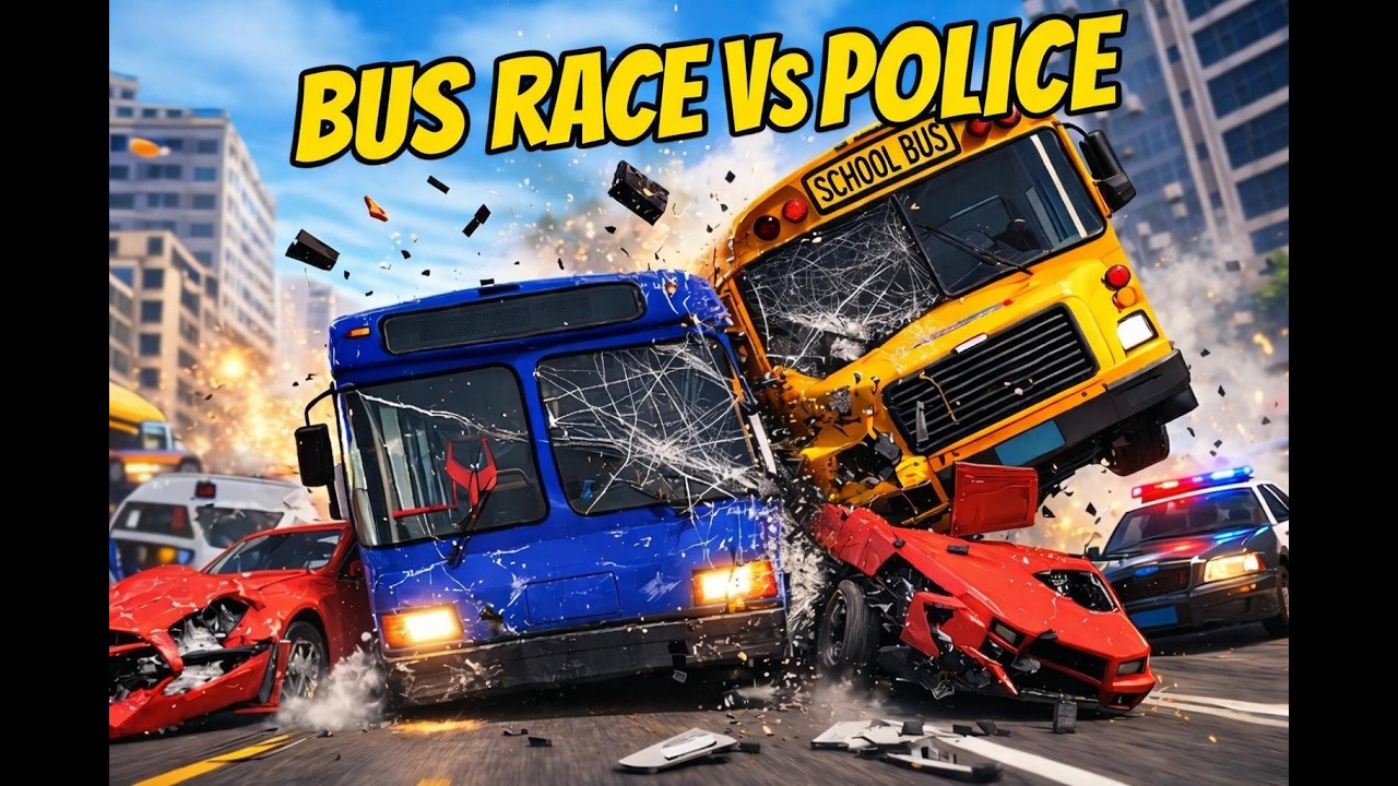 INSANE Bus Race vs Police – Massive Crashes in BeamNG.drive #4