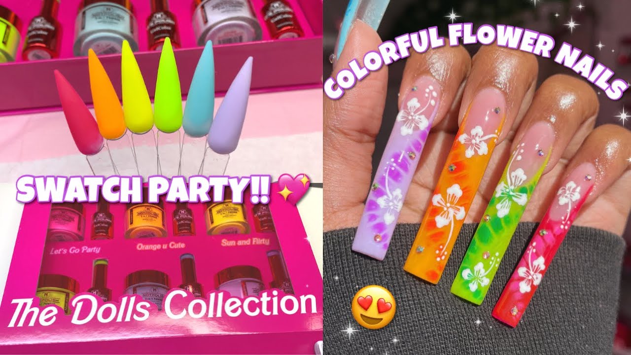 NEON FRENCH HIBISCUS FLOWER NAIL ART | NOT POLISH NEW DOLLS COLLECTIONS | EASY ACRYLIC NAILS