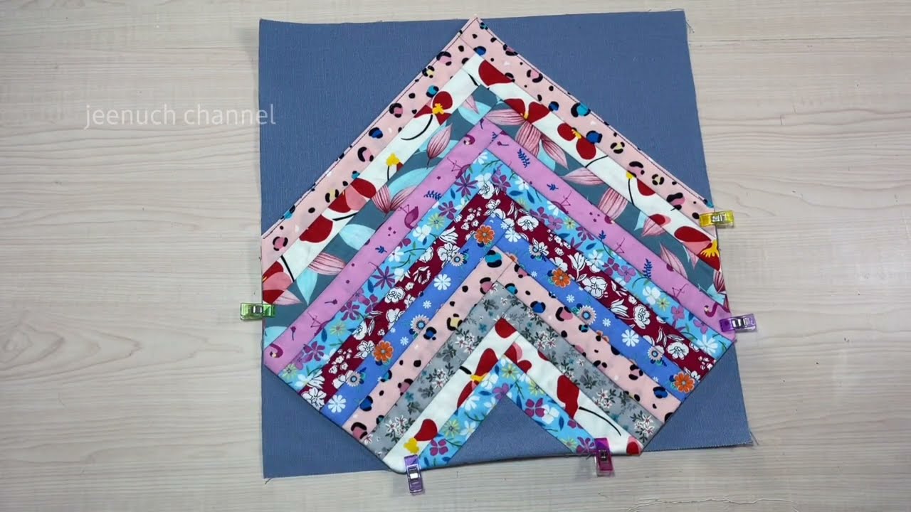 Beautiful handbag with a pocket made of scrap fabric