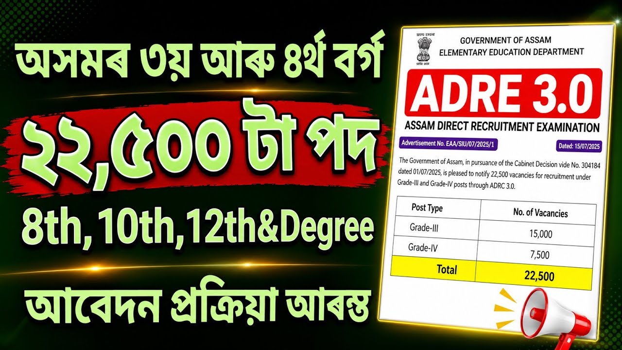 অসমৰ প্ৰত্যক্ষ নিযুক্তি - Jobs in Assam | Assam jobs 2026 | Assam jobs vacancy 2026 | Jobs Assam |