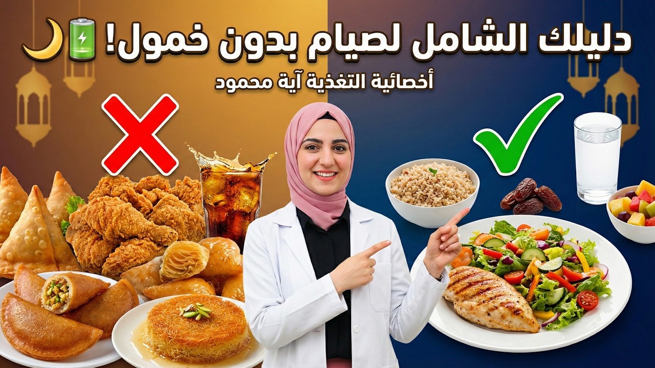 تغذية الكبار في رمضان 🌙: الدليل الشامل لخسارة الوزن وزيادة الطاقة ومنع الخمول  مع آية محمود