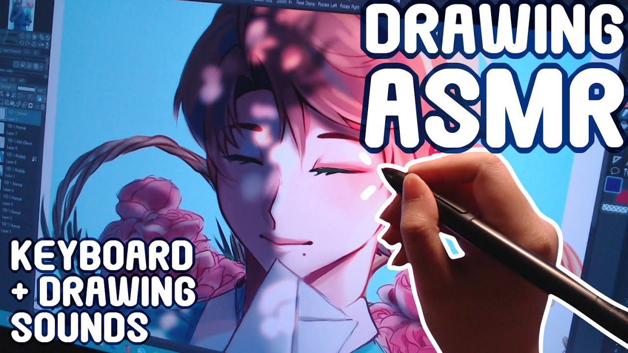 Drawing ASMR + Keyboard sounds