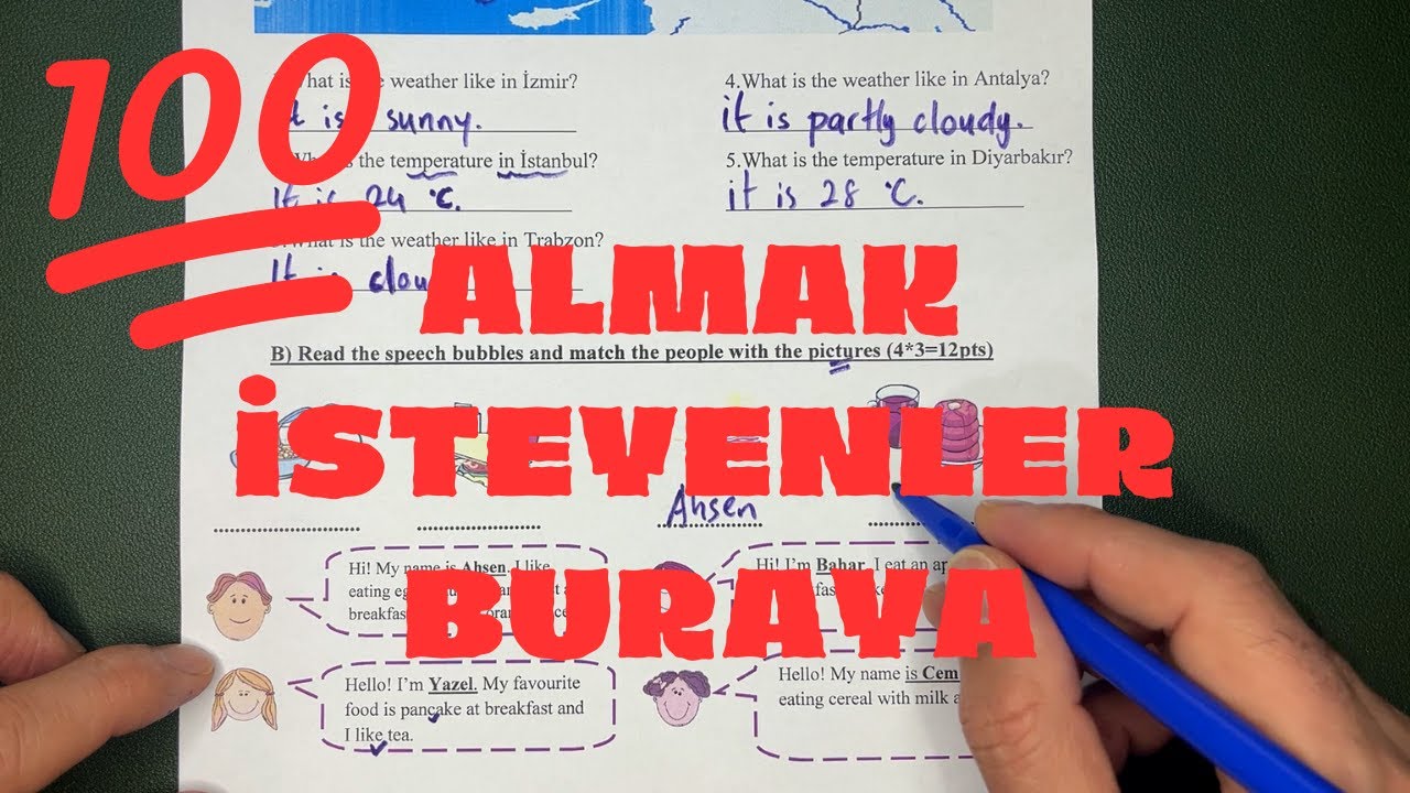 6.SINIF İNGİLİZCE 1.DÖNEM 2.YAZILI SORU VE CEVAPLARI #ortaokulingilizce