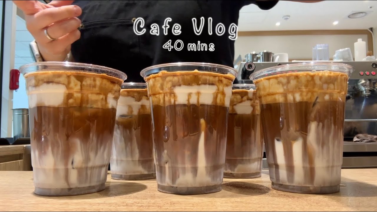 Cafe Vlog 40mins | 🤎🍦카페브이로그 40분 몰아보기🧁🤍 | 4K | 크림라떼맛집 | asmr
