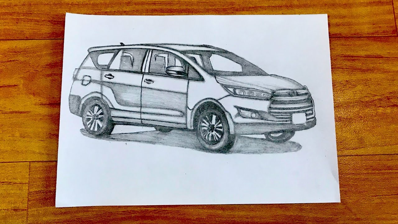Learn how to draw a vehicle very easy toyota innova pencil sketch