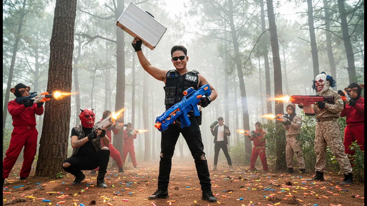 LTT Nerf Mod : SWAT TEAM Mission Intercepts Crimson Mask Cartel's Nerf Guns Crime