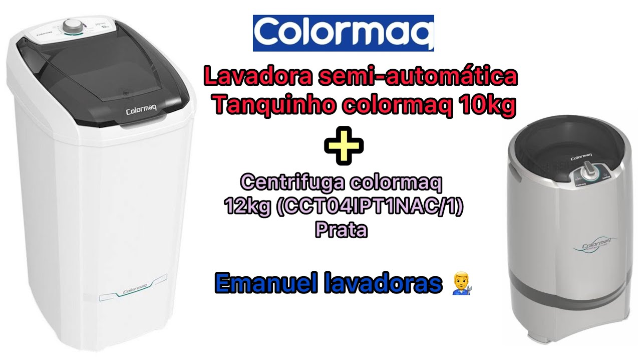 Lavadora semi-automática Tanquinho colormaq 10kg (LCS10) “roupas do dia dia dia” + centrífuga 12kg