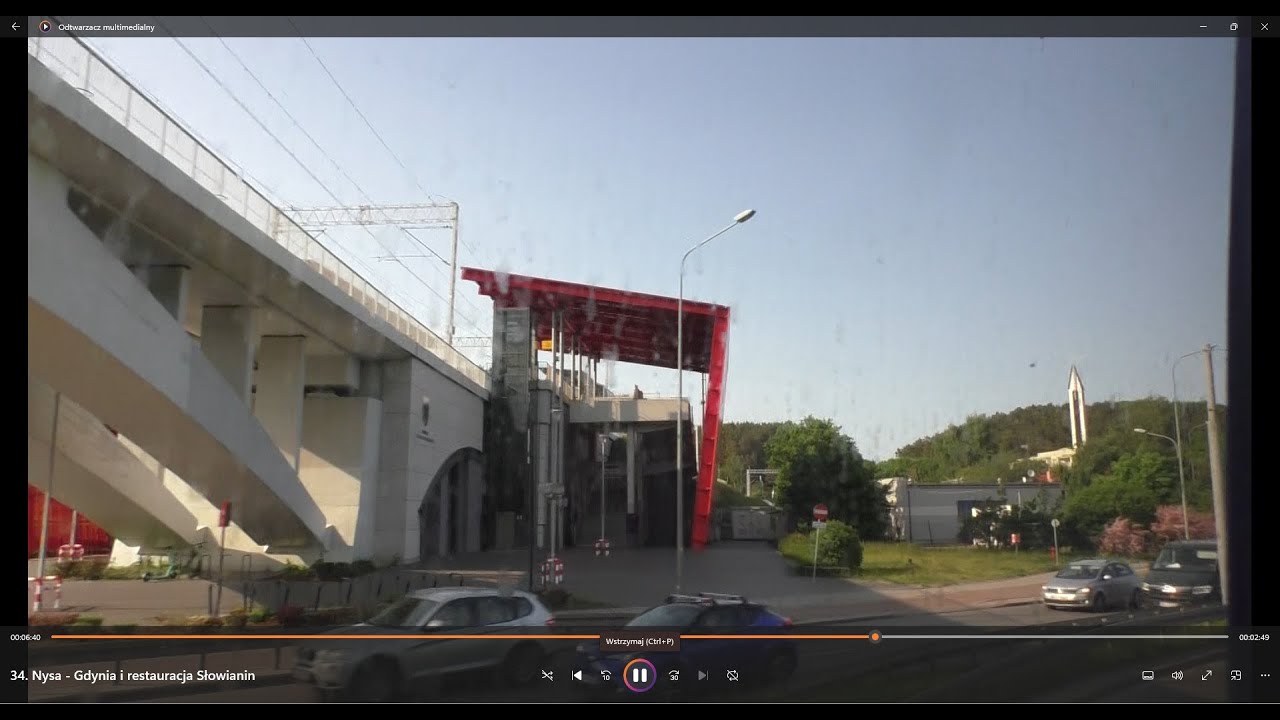 Trasa Nysa - Gdynia zza szyb autokaru i restauracja Słowianin.