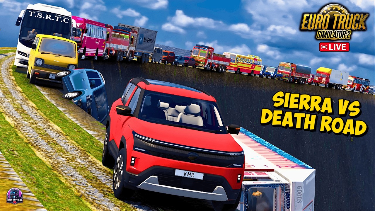INDIAN CAR DRIVING 🚗 Tata Sierra vs Deadliest Roads Of ETS2 ☠️⚠️ #shortsfeed #shorts #ets2