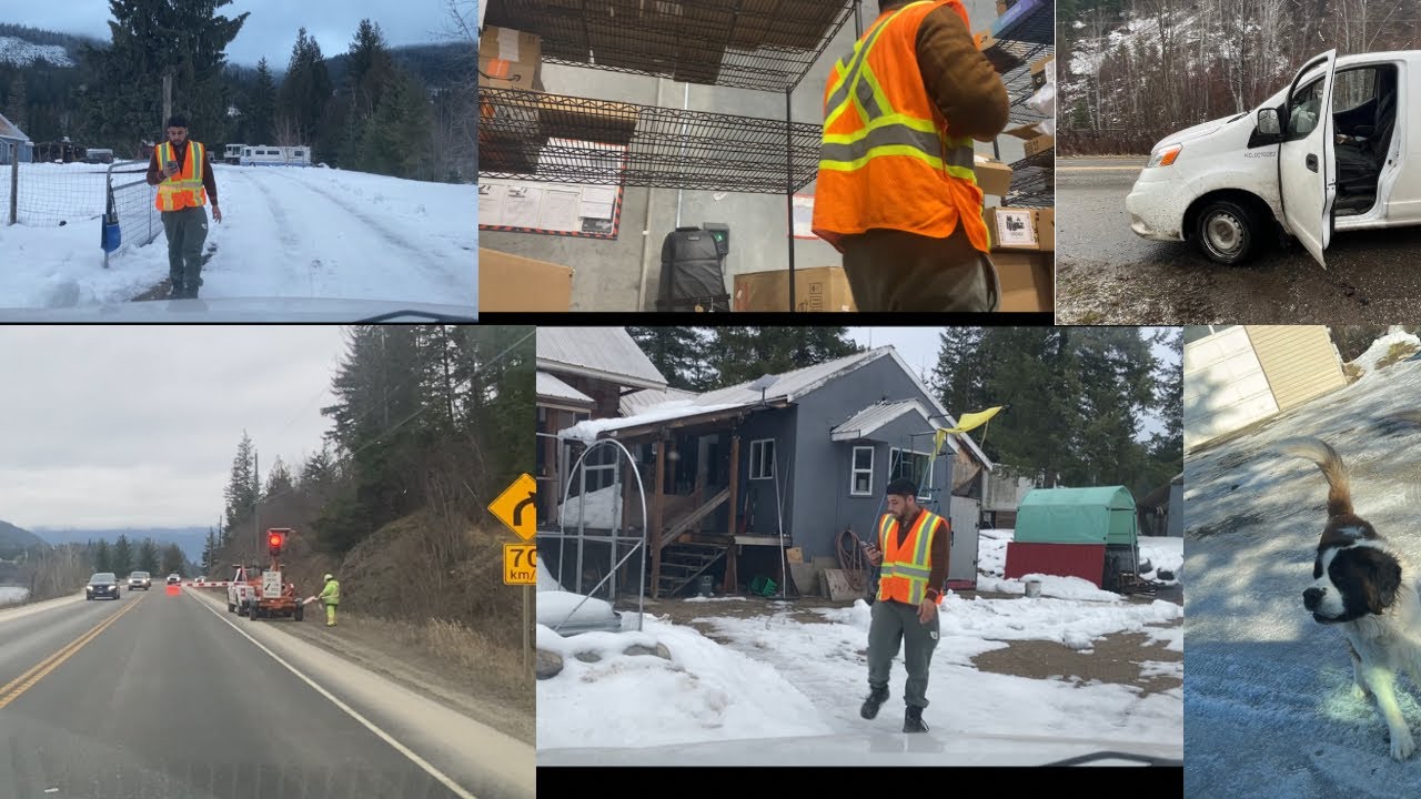 4th Vlog: Amazon Delivery in Snow ❄️ Winter Roads in Canada 🚚📦 