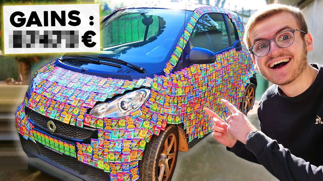 On gratte une voiture recouverte de tickets à gratter (grosse dinguerie)