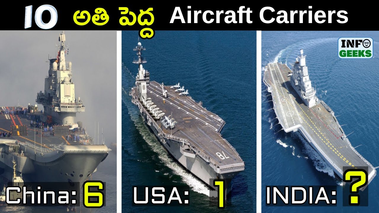 10 LARGEST AIRCRAFT CARRIERS IN THE WORLD | 10 అతి పెద్ద AIRCRAFT CARRIERS | INFO GEEKS