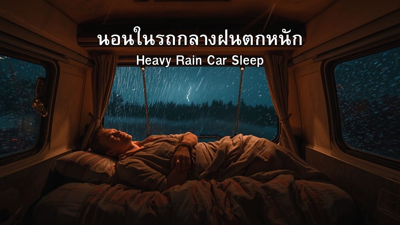 นอนในรถกลางฝนตกหนัก 🌧️ | Heavy Rain Car Sleep