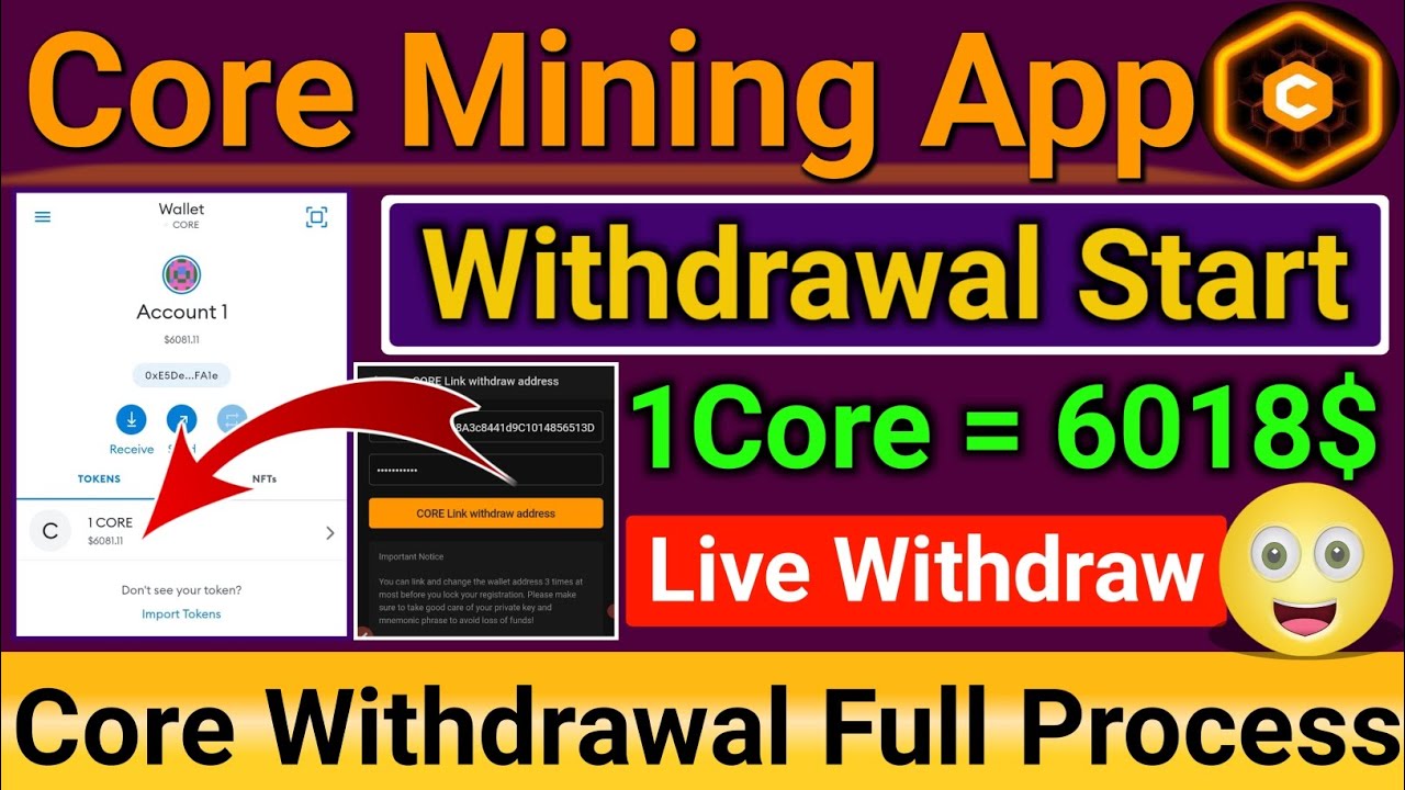 Core Withdrawal Full Process | 1Core = 6018$ | Core Withdrawal Start Today | How to Withdraw Core
