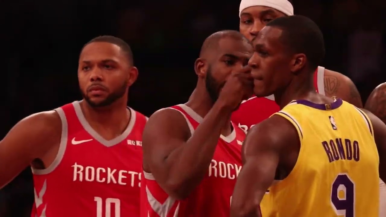 Chris Paul and Rajon Rondo fight 4K closeup with audio