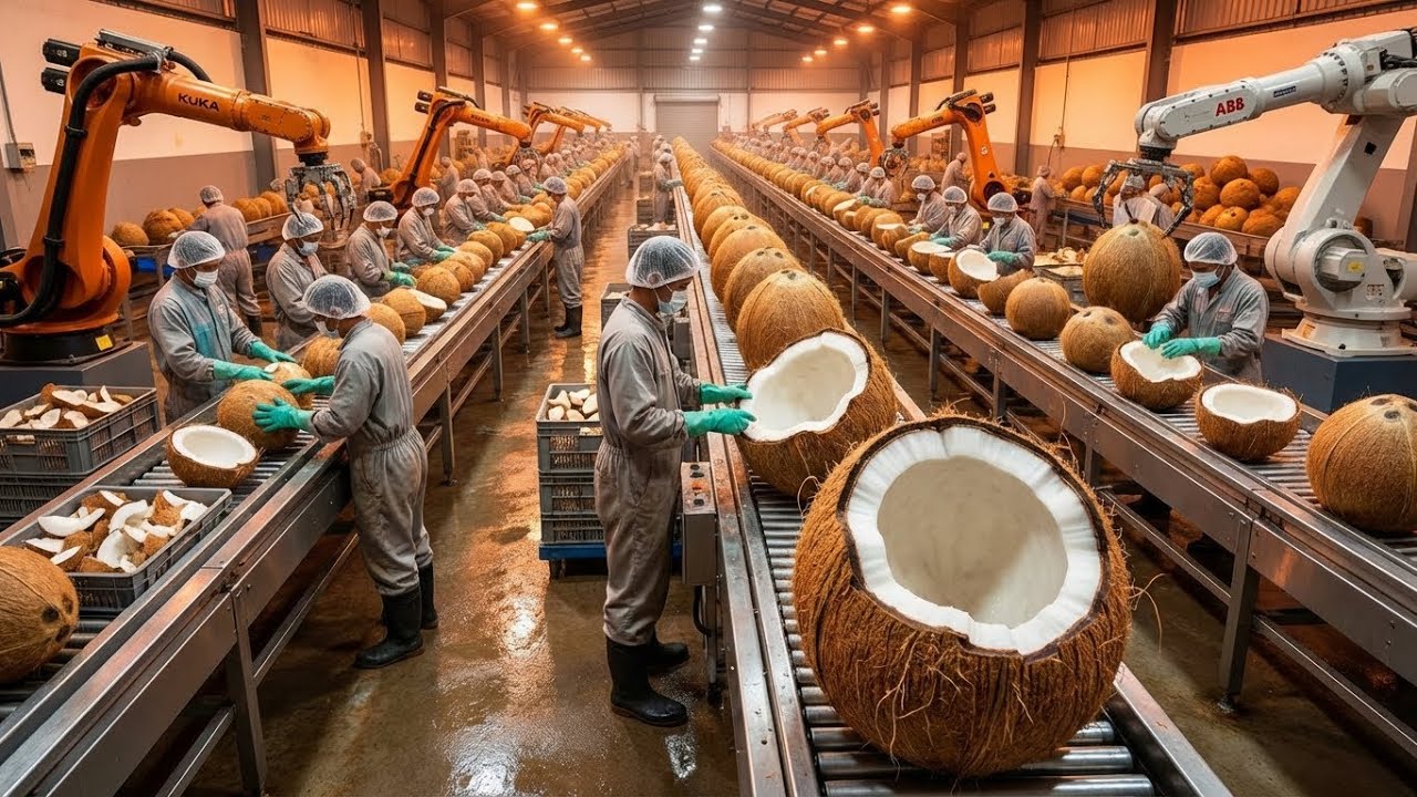 Inside a Coconut Processing Plant: From Fresh Harvest to Two Premium Products (Full Process)