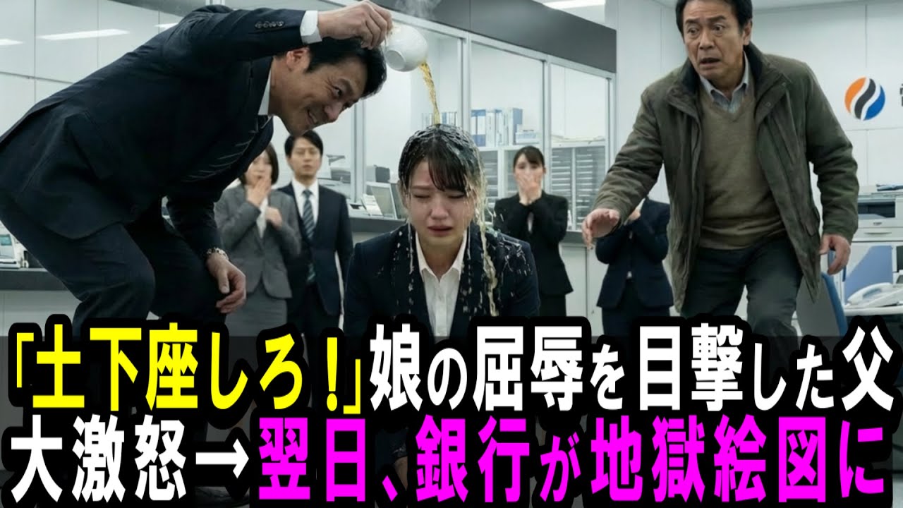 【スカッと】「土下座しろ！」娘の屈辱を目撃した父が大激怒→翌日、銀行が地獄絵図に。【シニア】