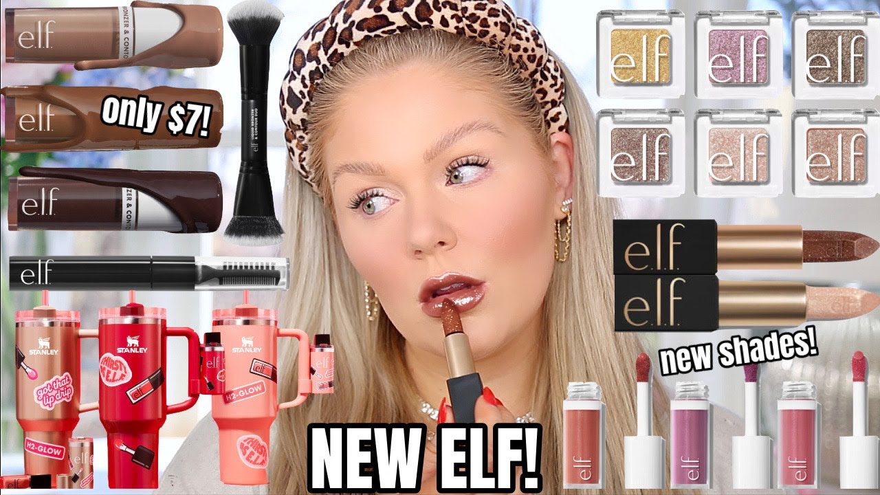 Testing *NEW* VIRAL elf Makeup🤩 Camo Liquid Bronzer, Glitter Shadows, Shimmer Balms, Stanley's +more