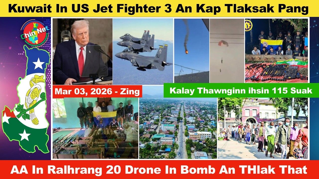 Mar 03 Zing: US Raldo Vanzam Jet 3 An Kap Sia, Pilot Thi Lo. AA In Ralhrang 20 Drone In Bomb That
