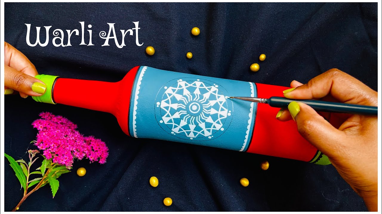 DIY Easy #warli Art On Glass Bottle For #homedecor  | Folk Art on Bottle | @ColourWingsbySurabhi