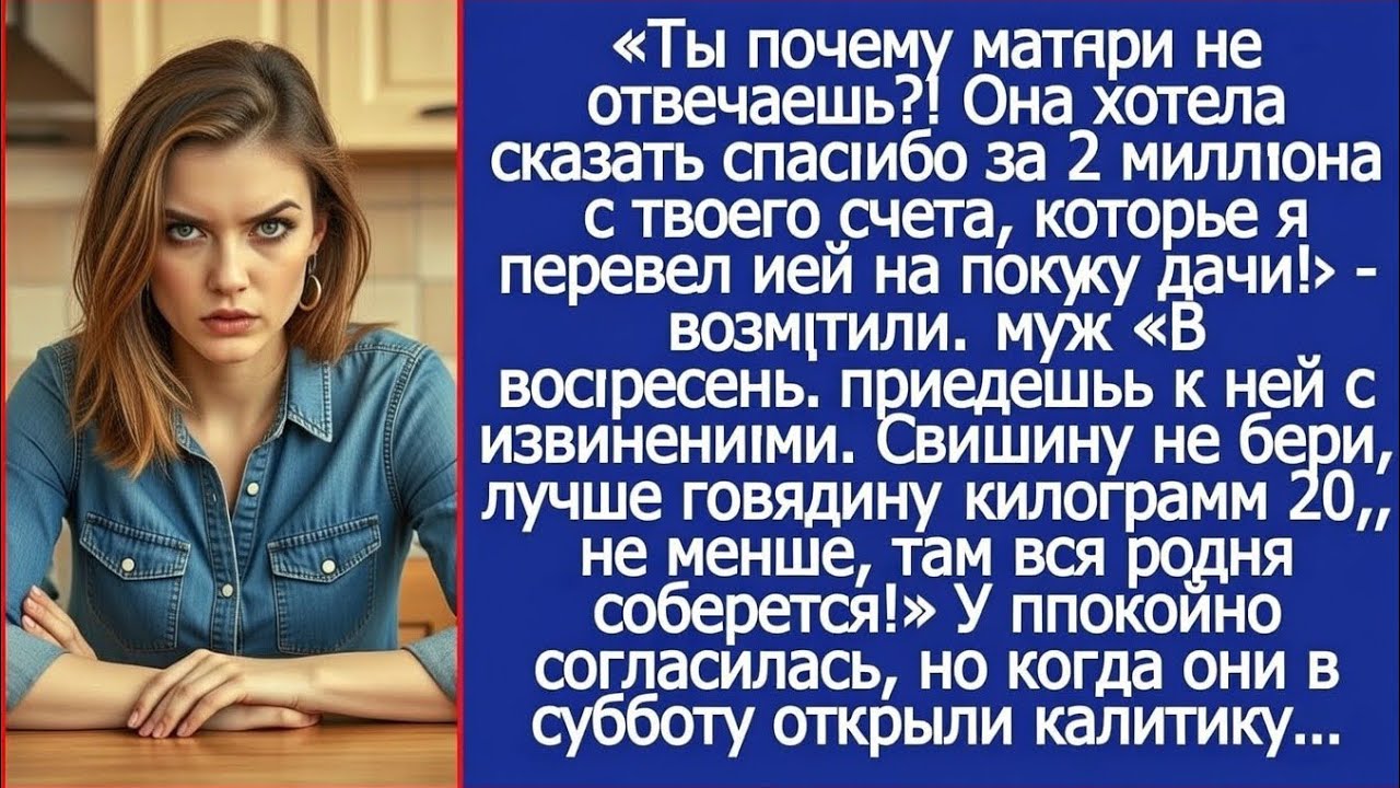 Дорогая, ты почему матери не отвечаешь?! Она хотела сказать спасибо за 2 твои миллиона!