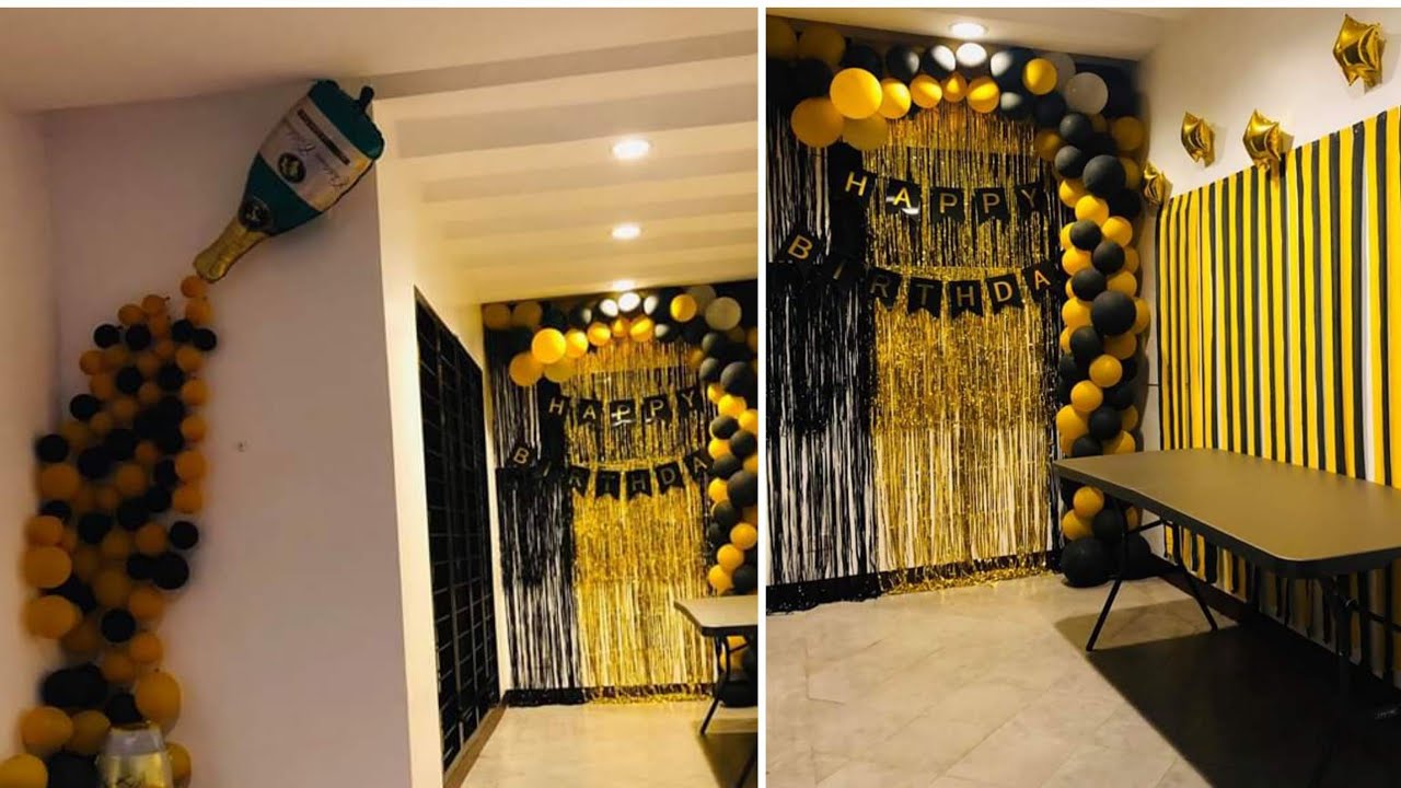 GOLD & BLACK BIRTHDAY THEME|Birthday decorations at home|Decorating on the budget!