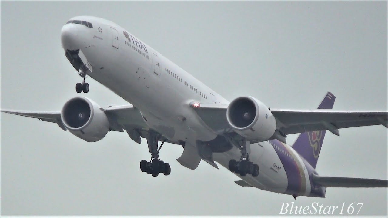 Thai Airways International Boeing 777-300ER (HS-TKO) takeoff from KIX/RJBB (Osaka Kansai) RWY 06R