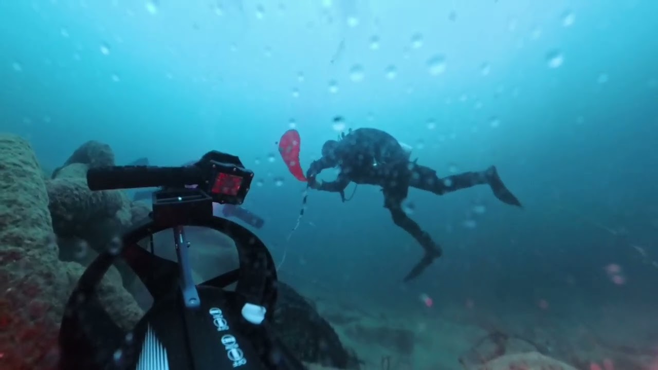 Dykking på Kvitsøy 10 Nov 2024 med Insta360x4, kom over 9 teiner som ble hevet.