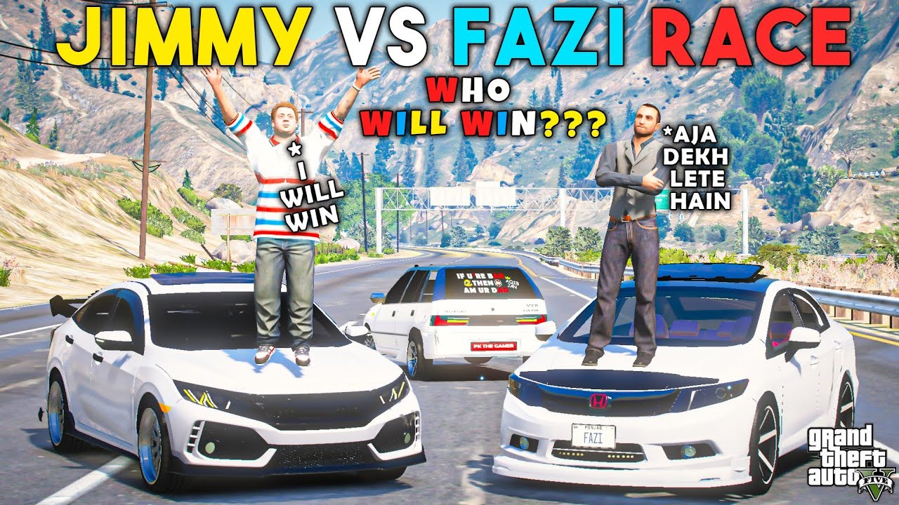 JIMMY VS FAZI RACE | GTA 5 | Real Life Mods #250 | URDU |
