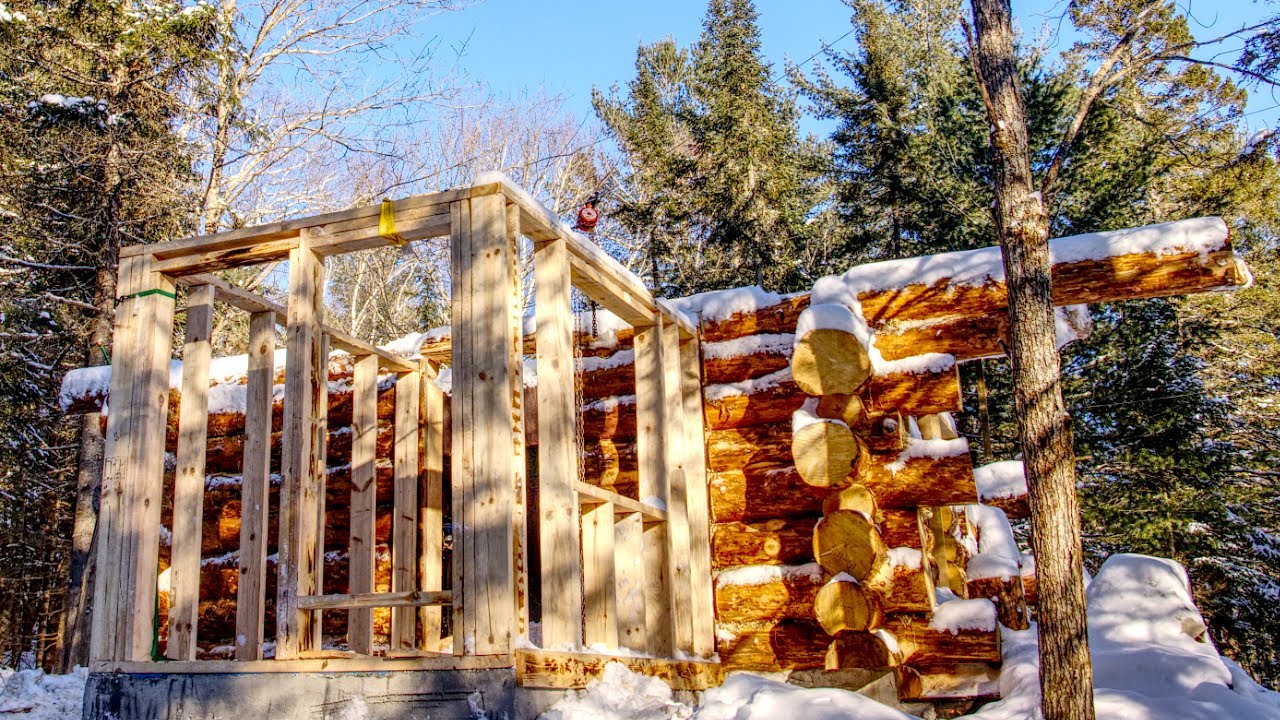 Framing the Breezeway, Building an Off Grid Log Cabin Alone in the Wilderness, Ep 12
