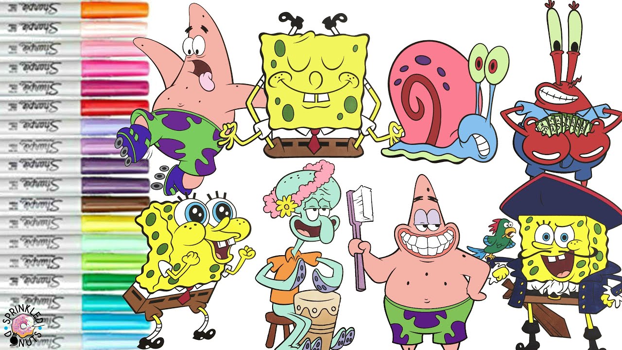 SpongeBob SquarePants Coloring Book Compilation Patrick Star Squidward Gary Mr Krabs