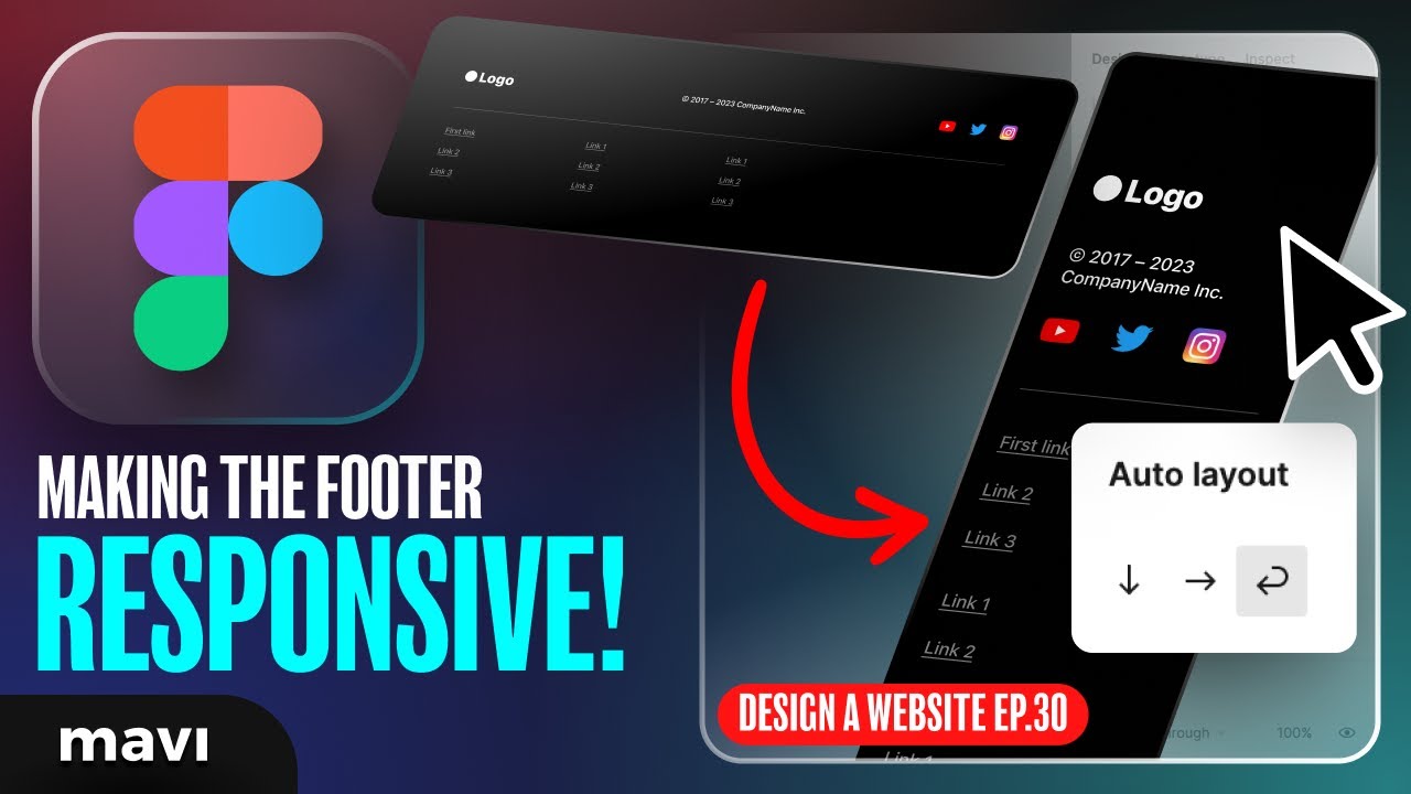 WEB DESIGN IN FIGMA ep.30: Making The Footer RESPONSIVE – Free UX/UI Course