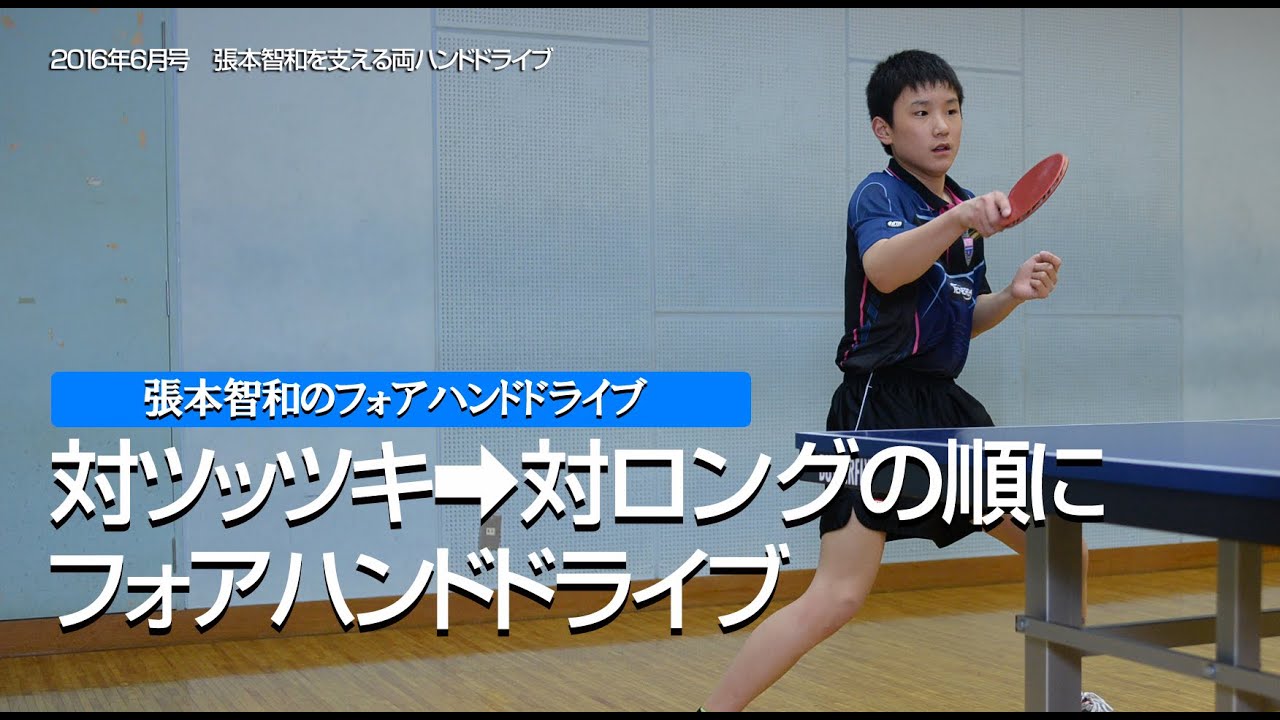 張本智和の両ハンドドライブ④対ツッツキ→対ロングの順にフォアハンドドライブ